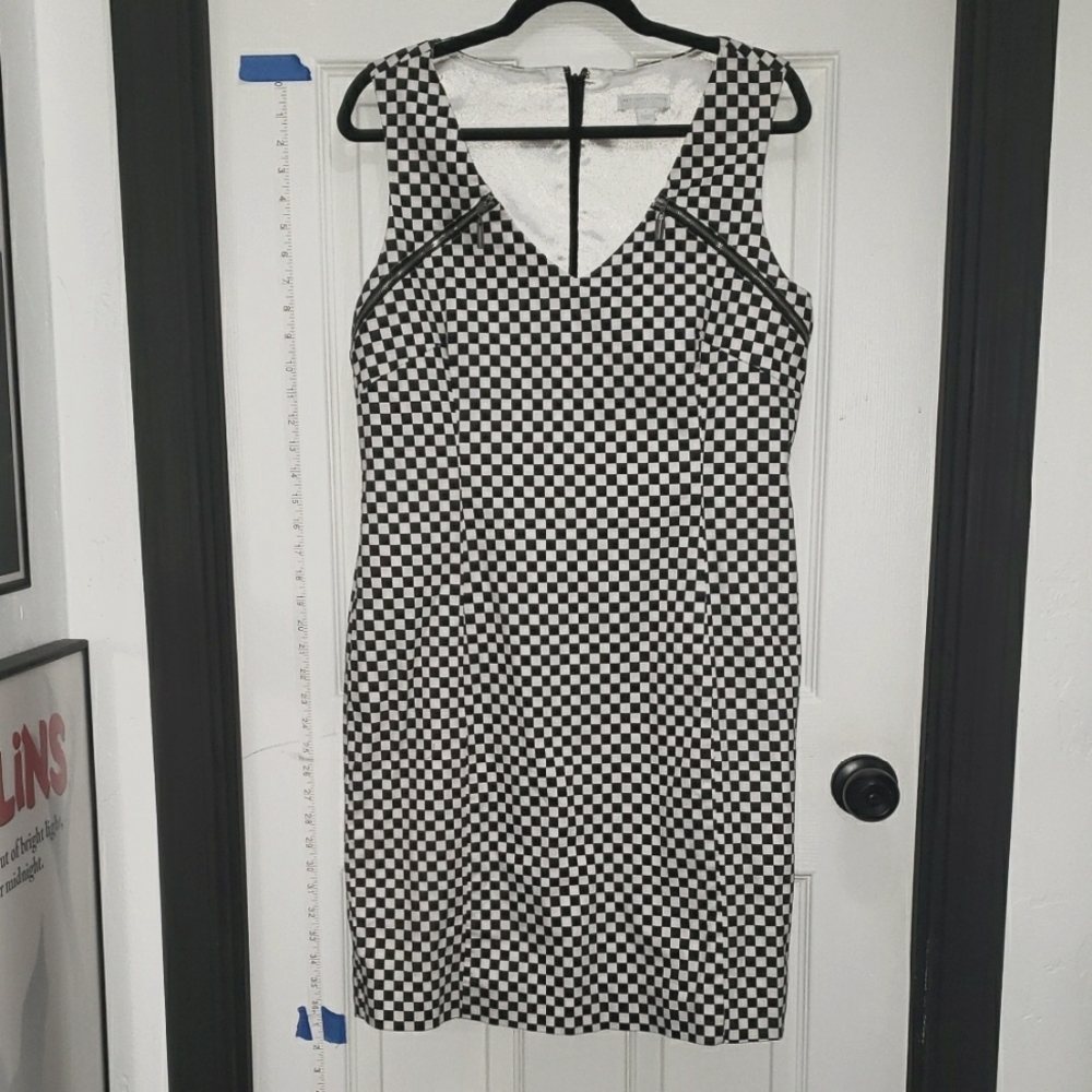 New York & Co sz 12 black & white Checkered B/W Check sleeveless Dress